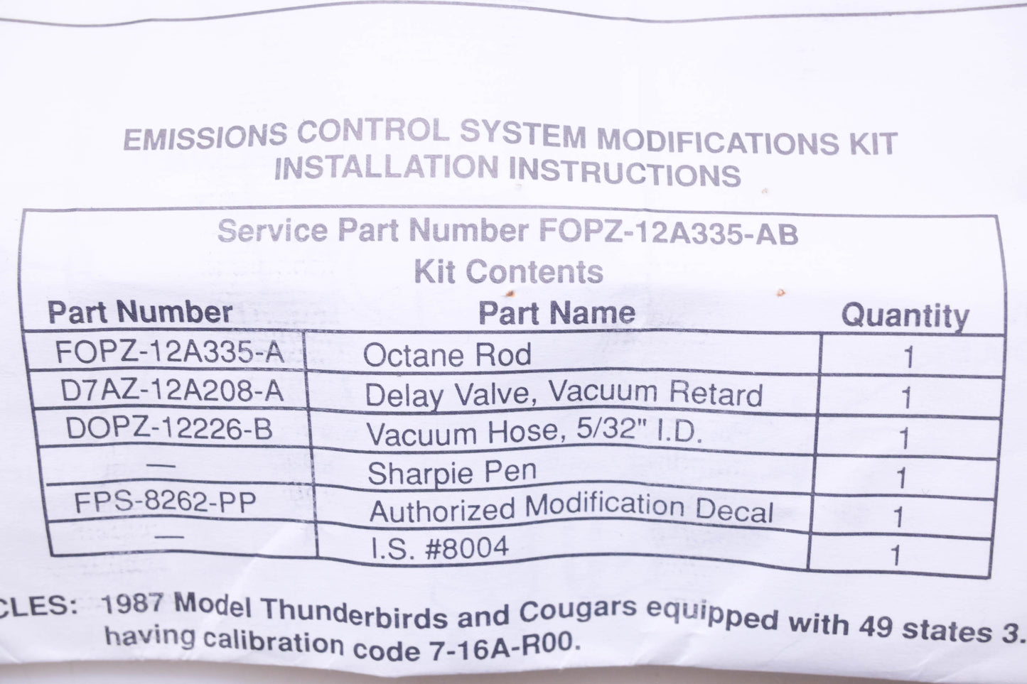 New OEM Ford FOPZ-12A335-AB Rod Kit NOS