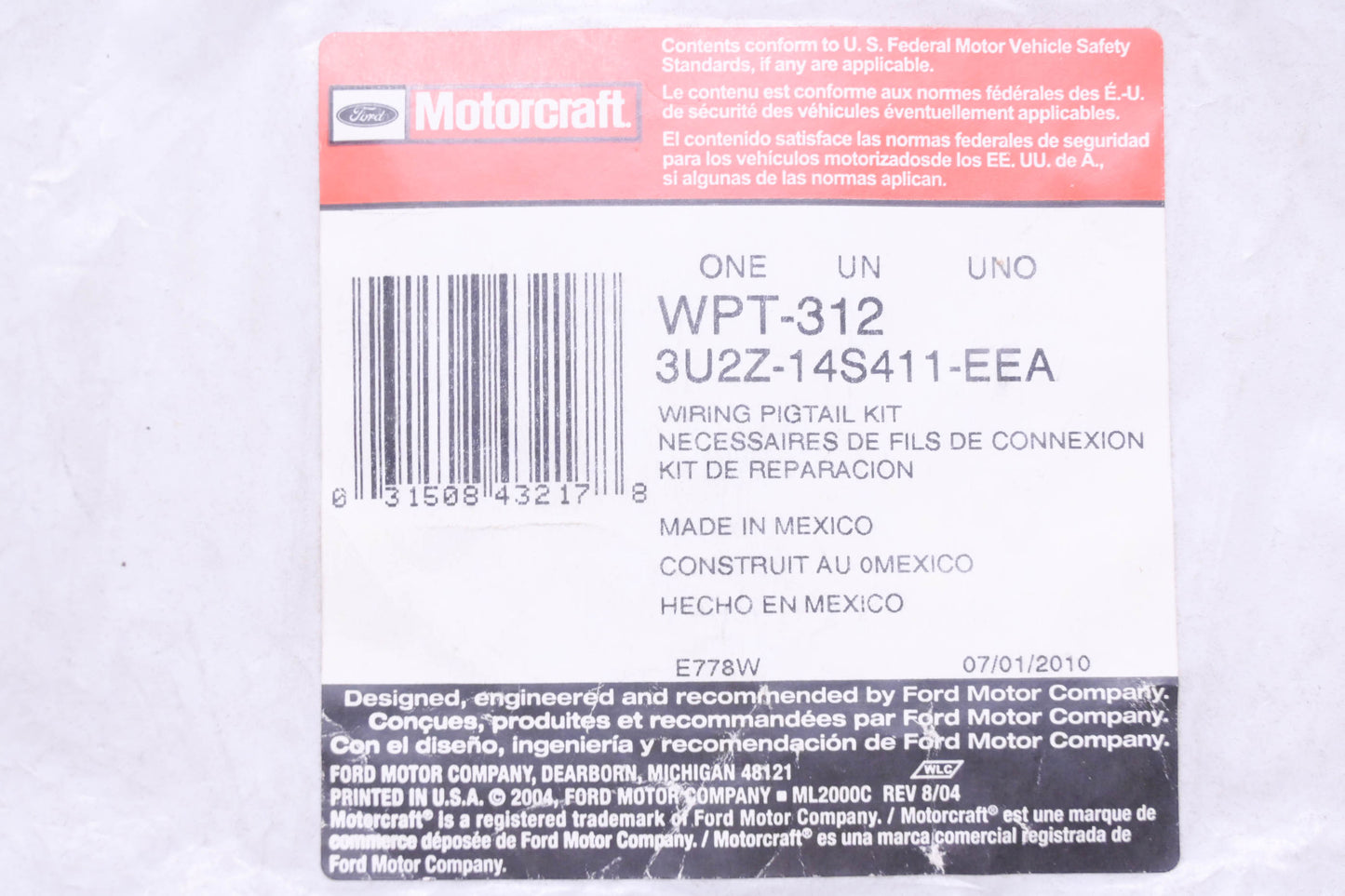 New OEM Ford WPT-312, 3U2Z-14S411-EEA Wiring Repair Kit NOS