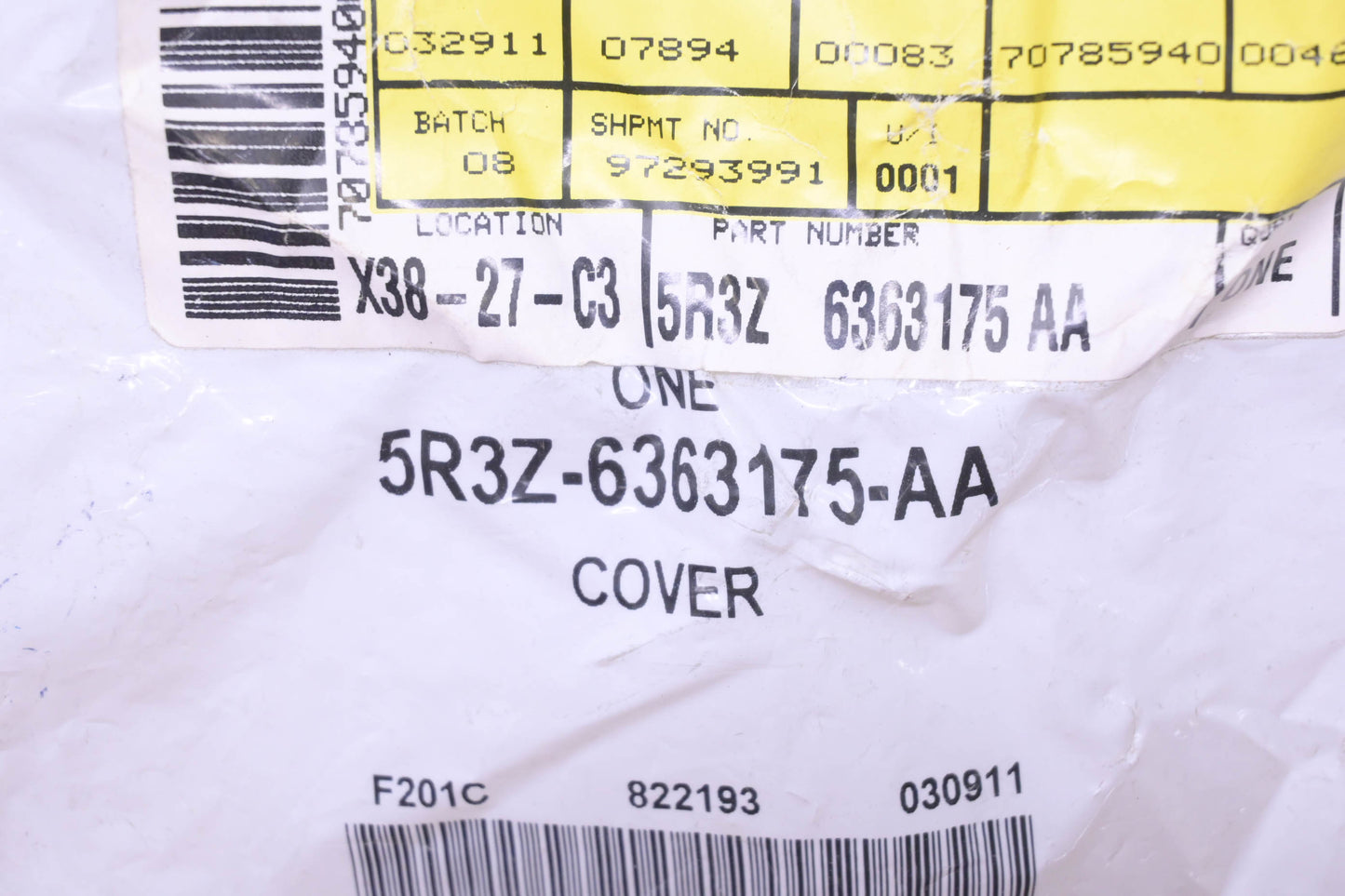 New OEM Ford 5R3Z-6363175-AA, 4R33-6362747-A Seat Back Adjust Cover NOS