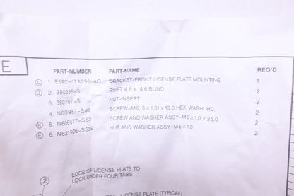 New OEM Ford E5RY-17A385-B License Plate Mounting Kit NOS