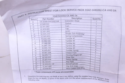 New OEM Ford 5S4Z-5443262-CA Lock Cylinder NOS