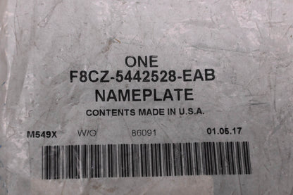 New OEM Ford F8CZ-5442528-EAB Escort Nameplate NOS