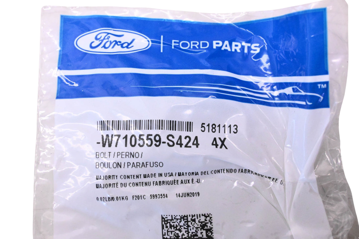 New OEM Ford W710559-S424, 5181113 Bolts Qty 2 NOS