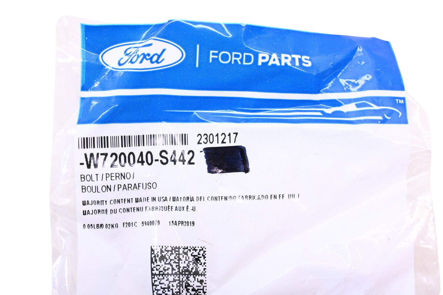 New OEM Ford W720040-S442, 2301217 Bolt NOS
