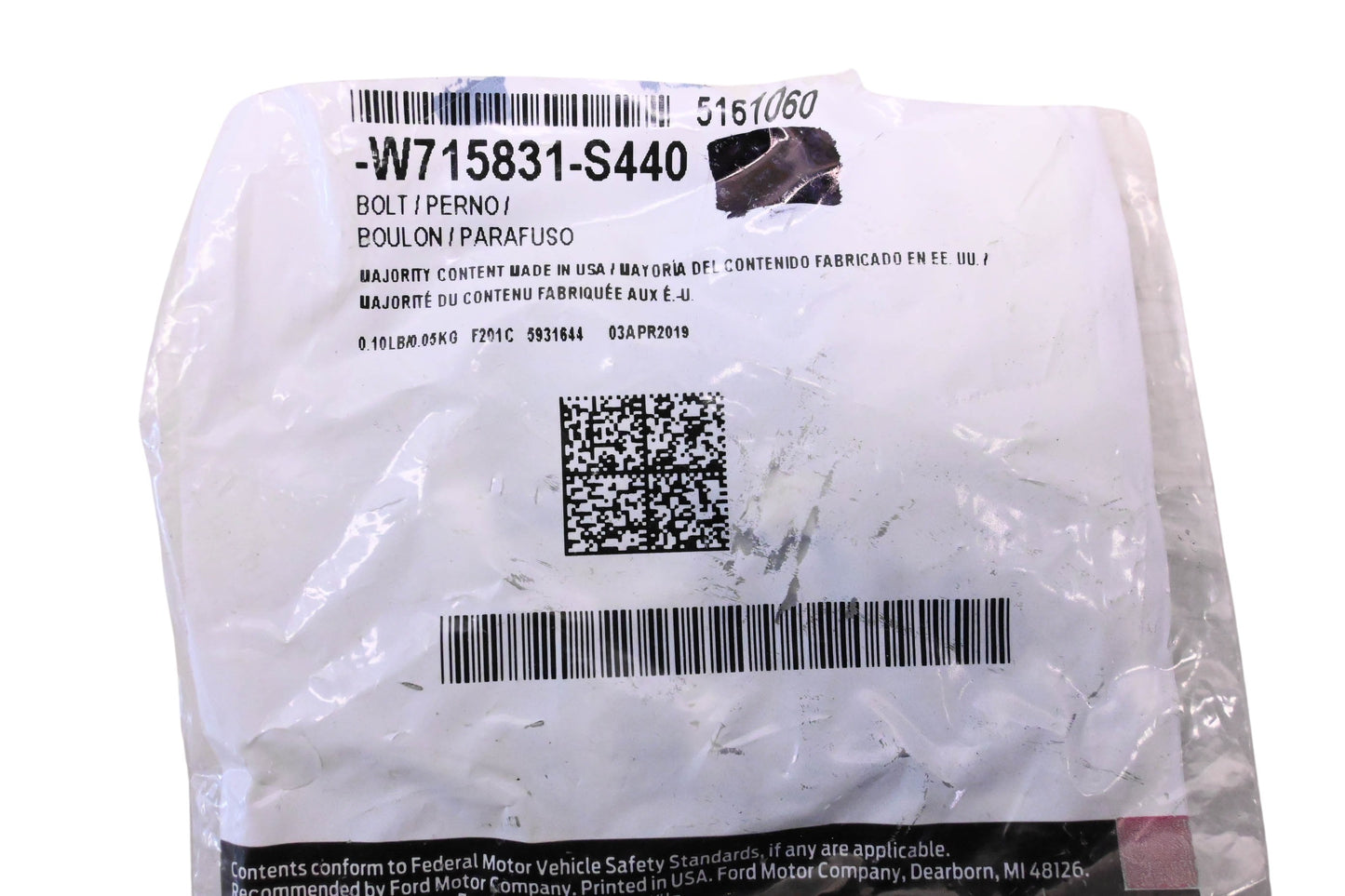 New OEM Ford W715831-S440, 5161060 Oil Cooler Tube Assembly Bolts Qty 2 NOS