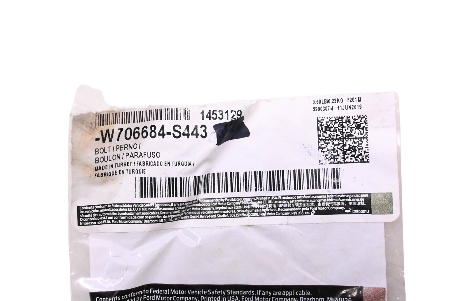 New OEM Ford W706684-S443, 1453129 Door Latch Bolt NOS