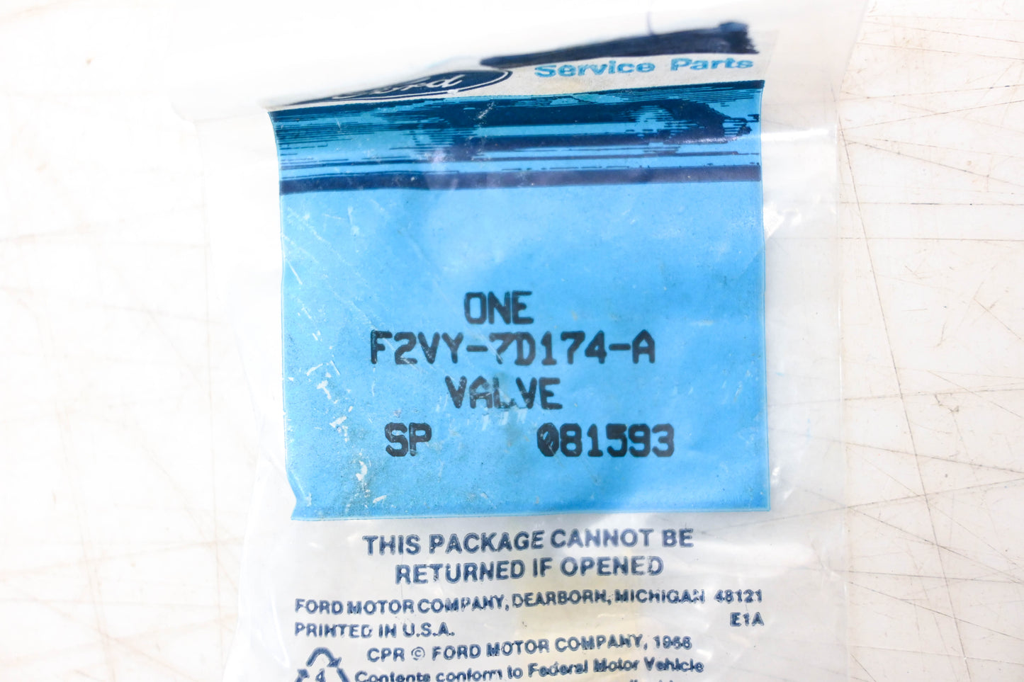New OEM Ford F2VY-7D174-A Valve Assembly NOS
