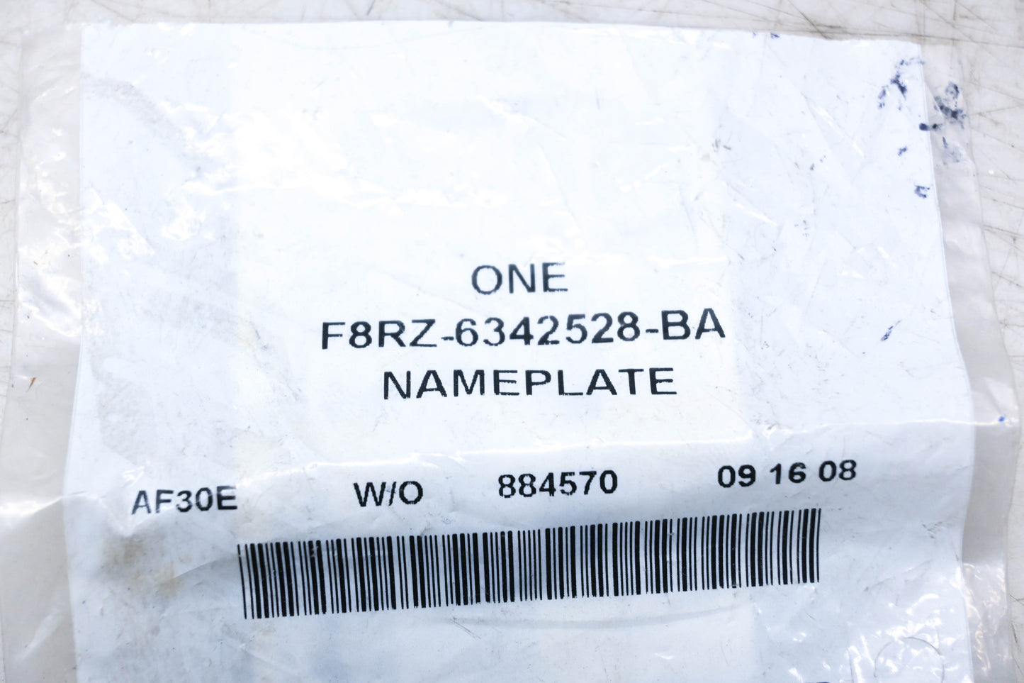 New OEM Ford F8RZ-6342528-BA V6 Emblem Nameplate NOS