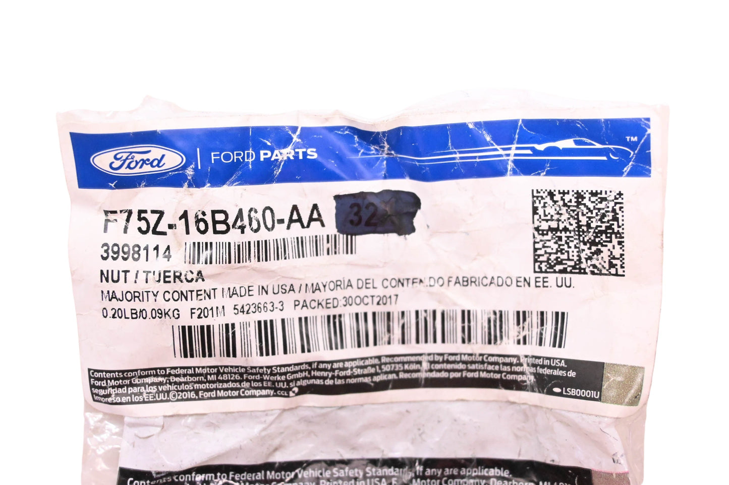 New OEM Ford F75Z-16B460-AA, 3998114 Hex Nuts Qty 3 NOS