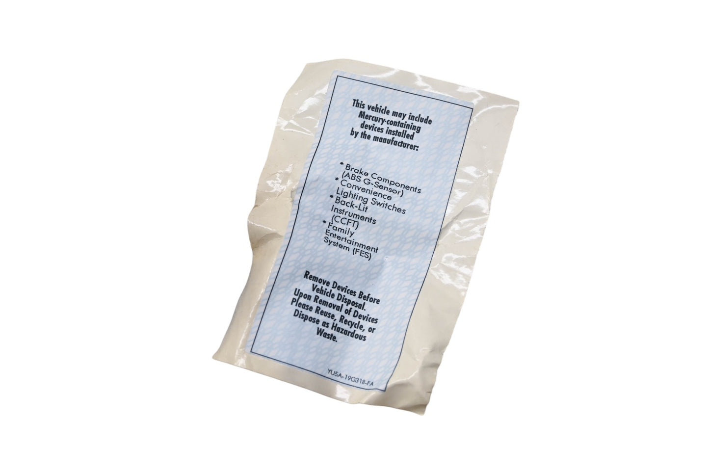New OEM Ford YU5Z-19G318-FA Information Sheet NOS