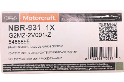 New OEM Motorcraft NBR-931, G2MZ-2V001-Z, 5486895 Full Ceramic Front Brake Pad Kit NOS