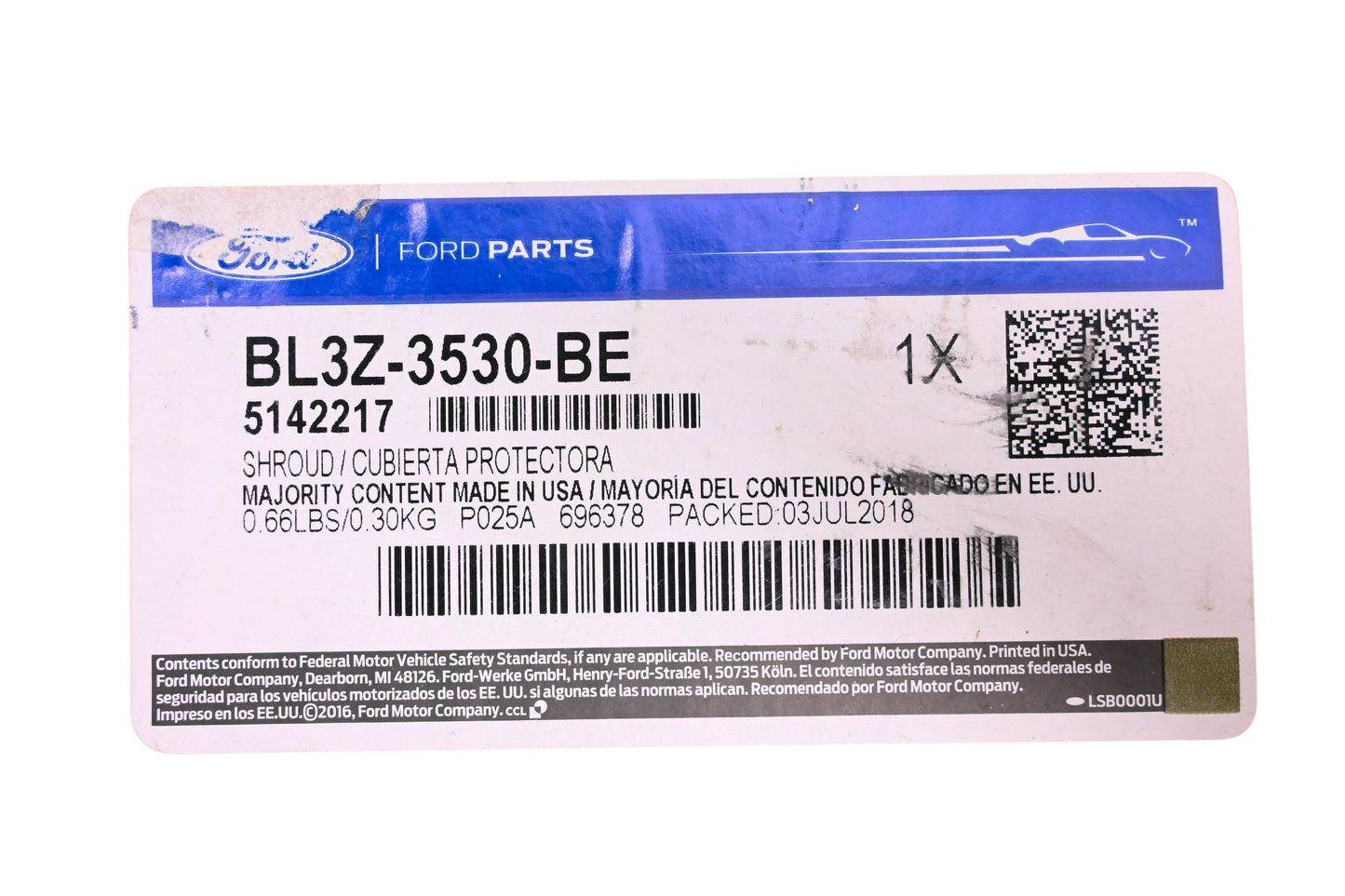 New OEM Ford BL3Z-3530-BE, 5142217 Steering Column Shroud Assembly NOS