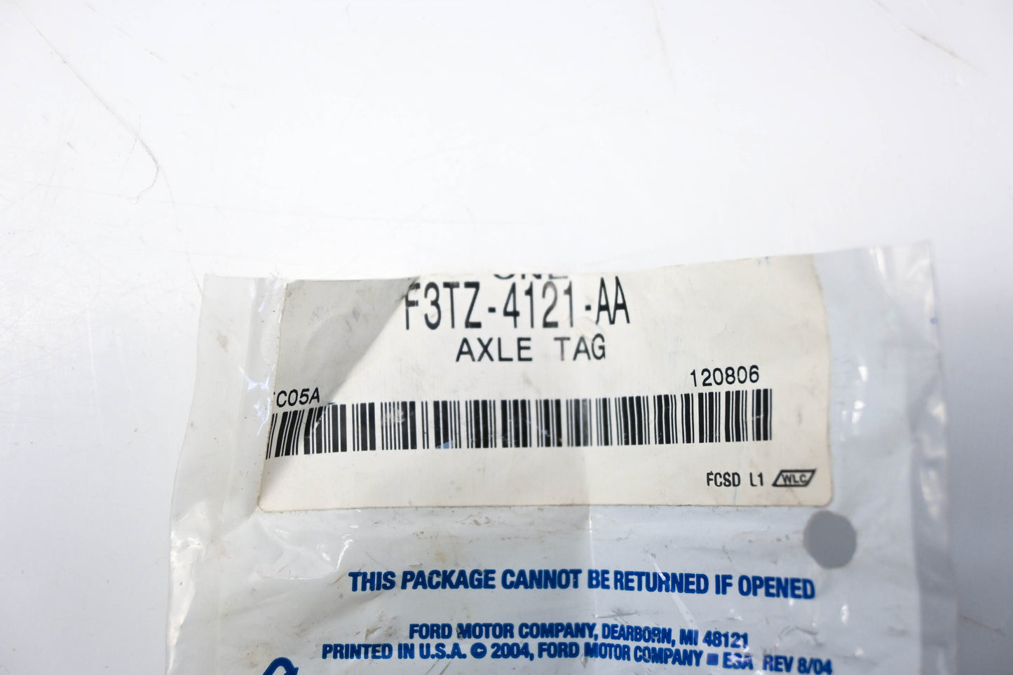 New OEM Ford F3TZ-4121-AA Axle Tag NOS