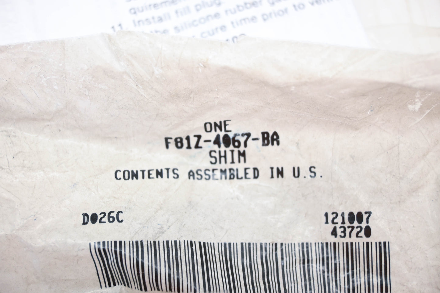 New OEM Ford F81Z-4067-BA Rear Differential Shim Kit NOS