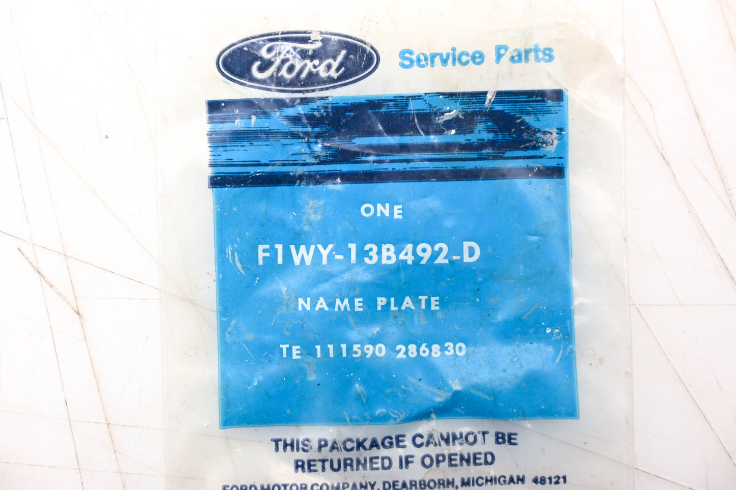 New OEM Ford F1WY-13B492-D S7 Nameplate NOS