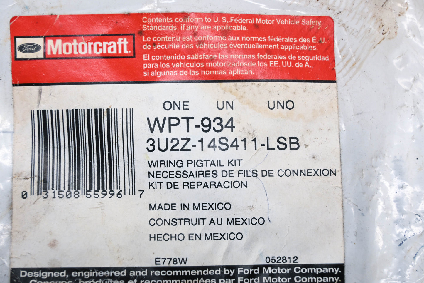 New OEM Motorcraft WPT-934, 3U2Z-14S411-LSB Wiring Pigtail Kit NOS