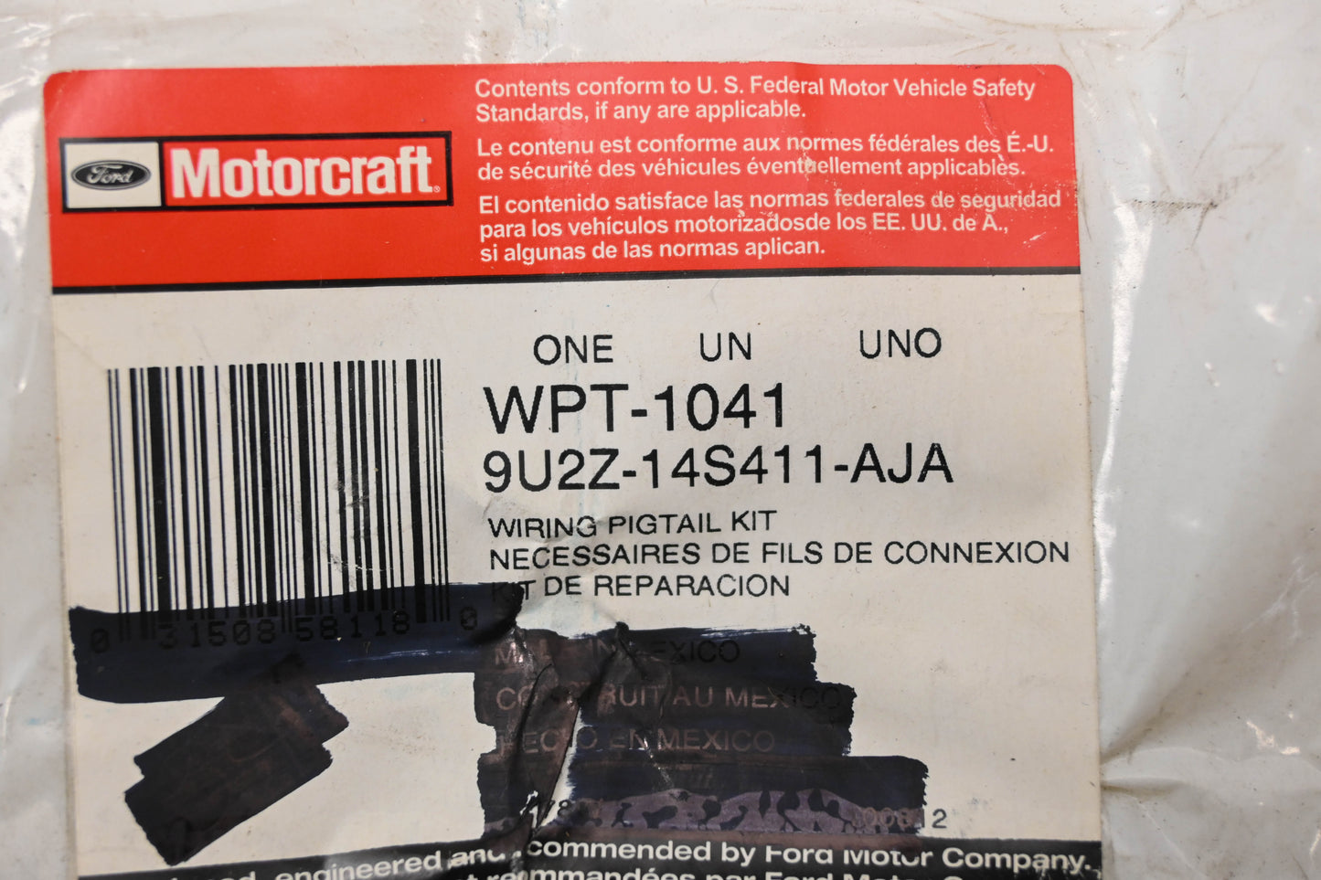New OEM Motorcraft WPT-1041, 9U2Z-14S411-AJA Wire Assembly Kit NOS