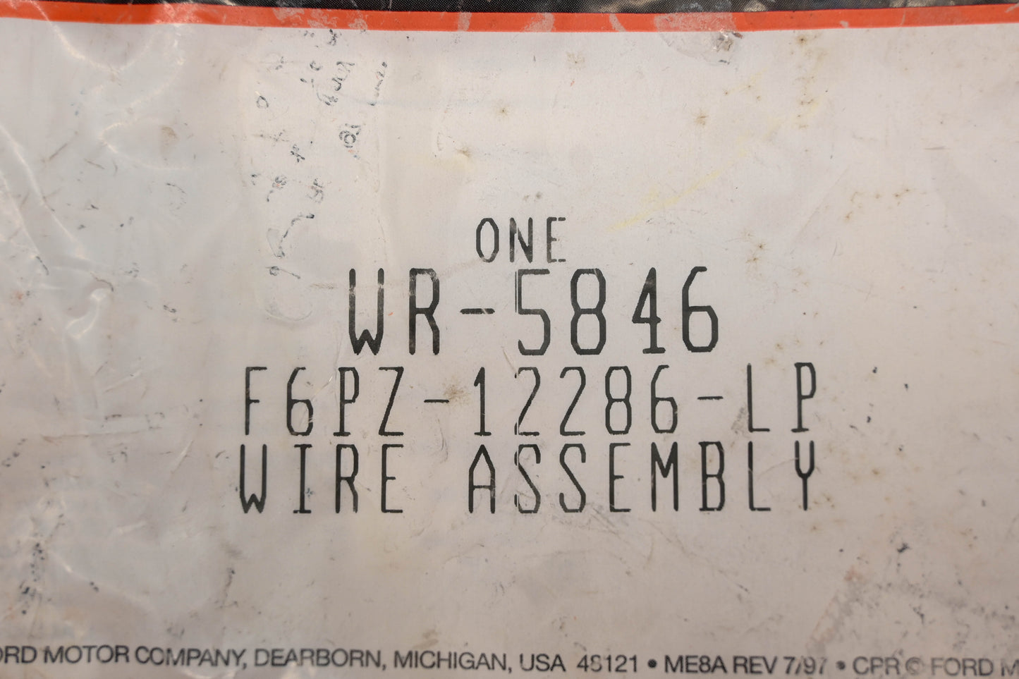 New OEM Motorcraft WR-5846, F6PZ-12286-LP Ignition Coil Wire Assembly NOS