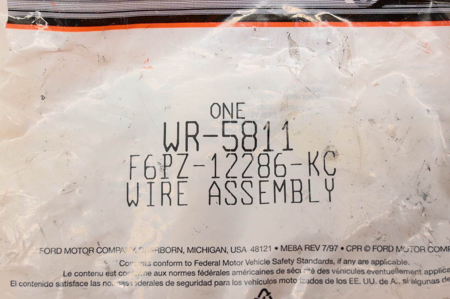 New OEM Motorcraft WR-5811, F6PZ-12286-KC Wire Assembly NOS