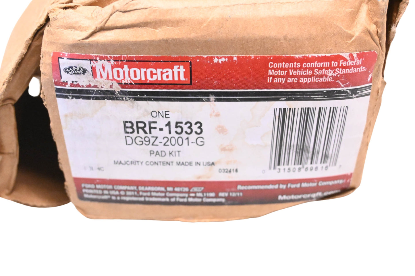 New OEM Motorcraft BRF-1533, DG9Z-2001-G Front Brake Pad Kit NOS