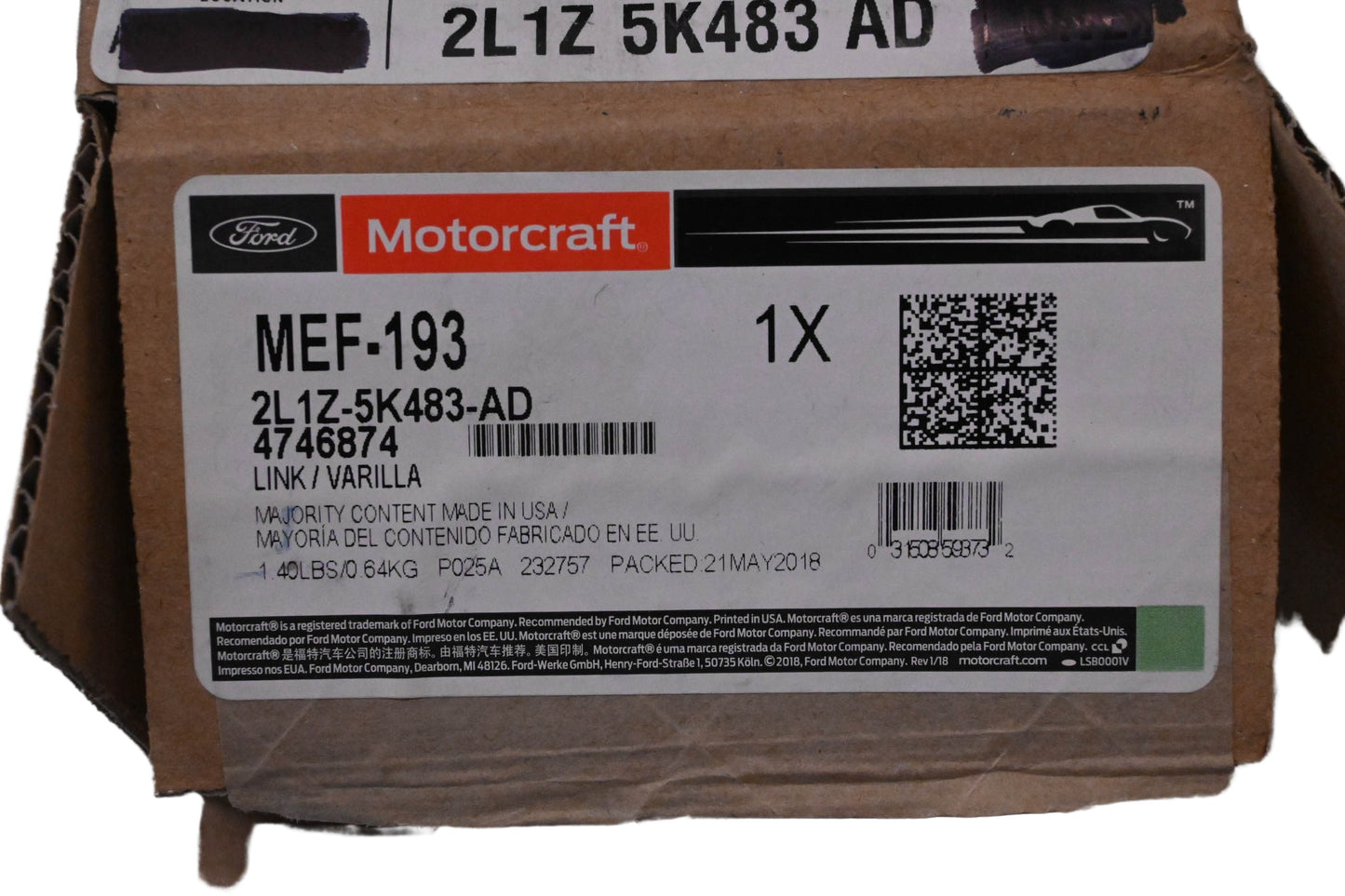 New OEM Motorcraft MEF-193, 2L1Z-5K483-AD, 4746874 Suspension Stabilizer Bar Link Assembly Kit NOS