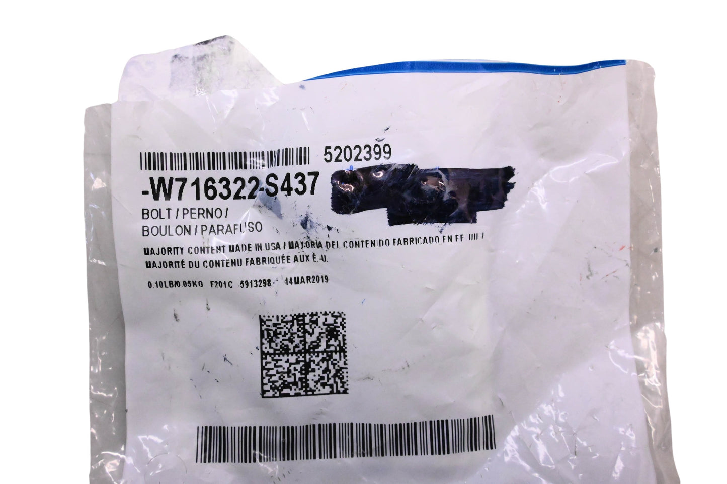 New OEM Ford W716322-S437, 5202399 Vacuum Pump Bolt NOS