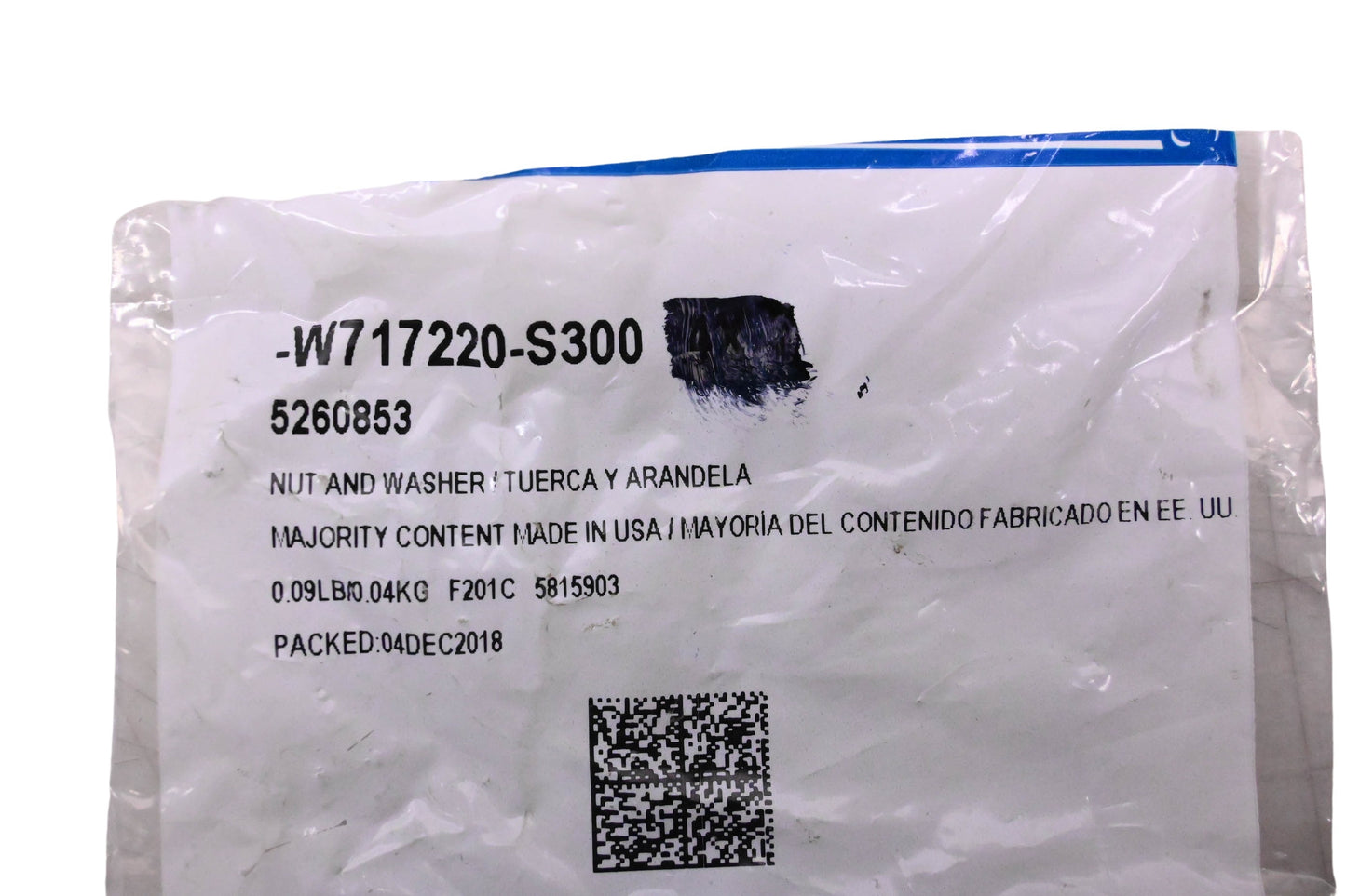 New OEM Ford W717220-S300, 5260853 Under Cover Retainer Nut & Washer Assembly NOS