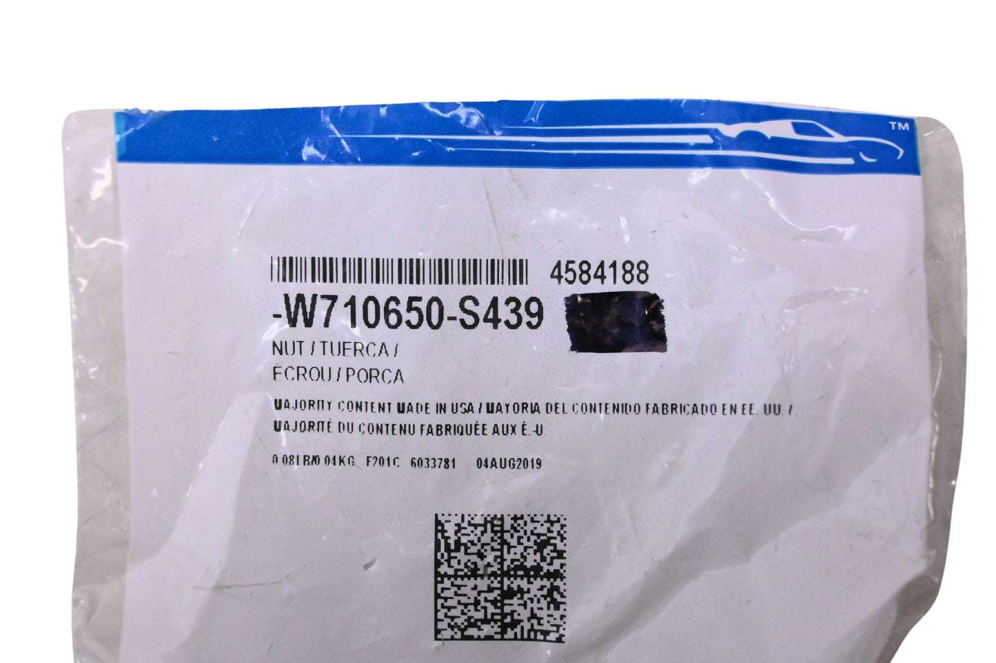 New OEM Ford W710650-S439, 4584188 Spring Nut NOS