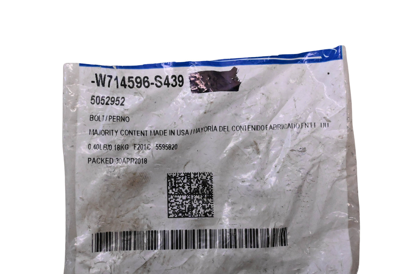 New OEM Ford W714596-S439, 5052952 Damper Mount Bolt NOS