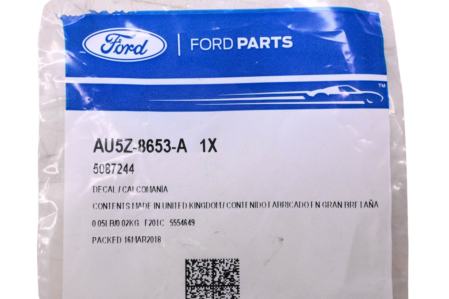 New OEM Ford AU5Z-8653-A, 5087244 Fan Label NOS