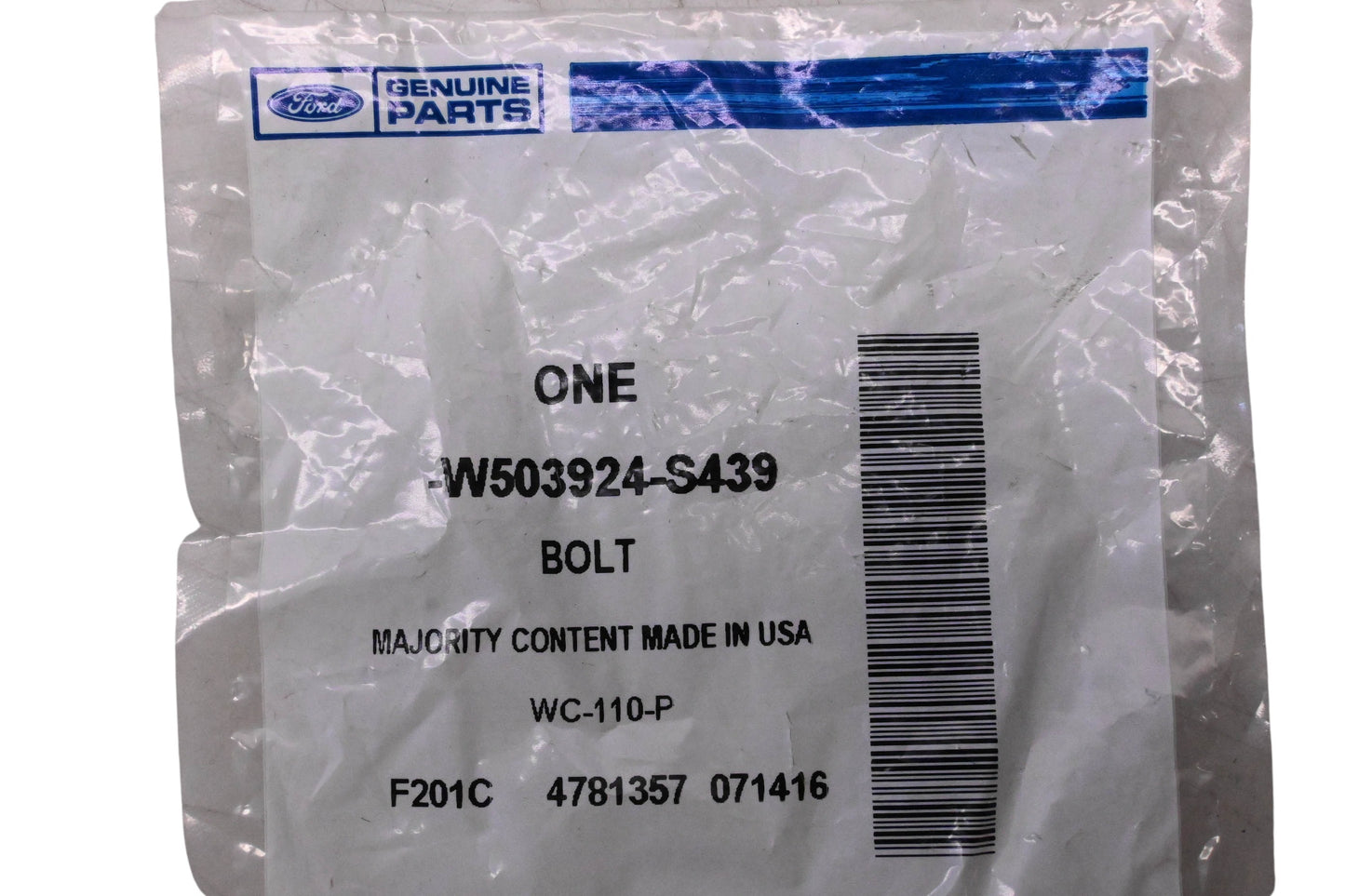 New OEM Ford W503924-S439 Valance Panel Bolt NOS