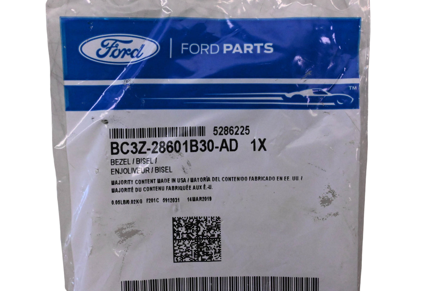 New OEM Ford BC3Z-28601B30-AD, 5286225 Front Seat Belt Bezel NOS