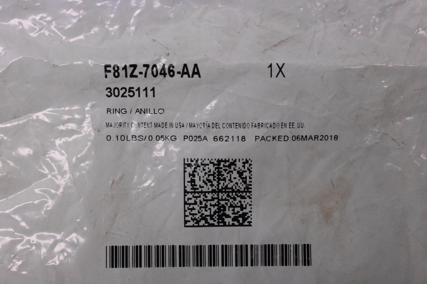 New OEM Ford F81Z-7046-AA, 3025111 Oil Ring NOS