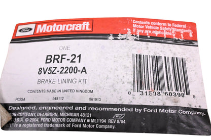 New OEM Motorcraft BRF-21, 8V5Z-2200-A Rear Drum Brake Shoe Kit NOS