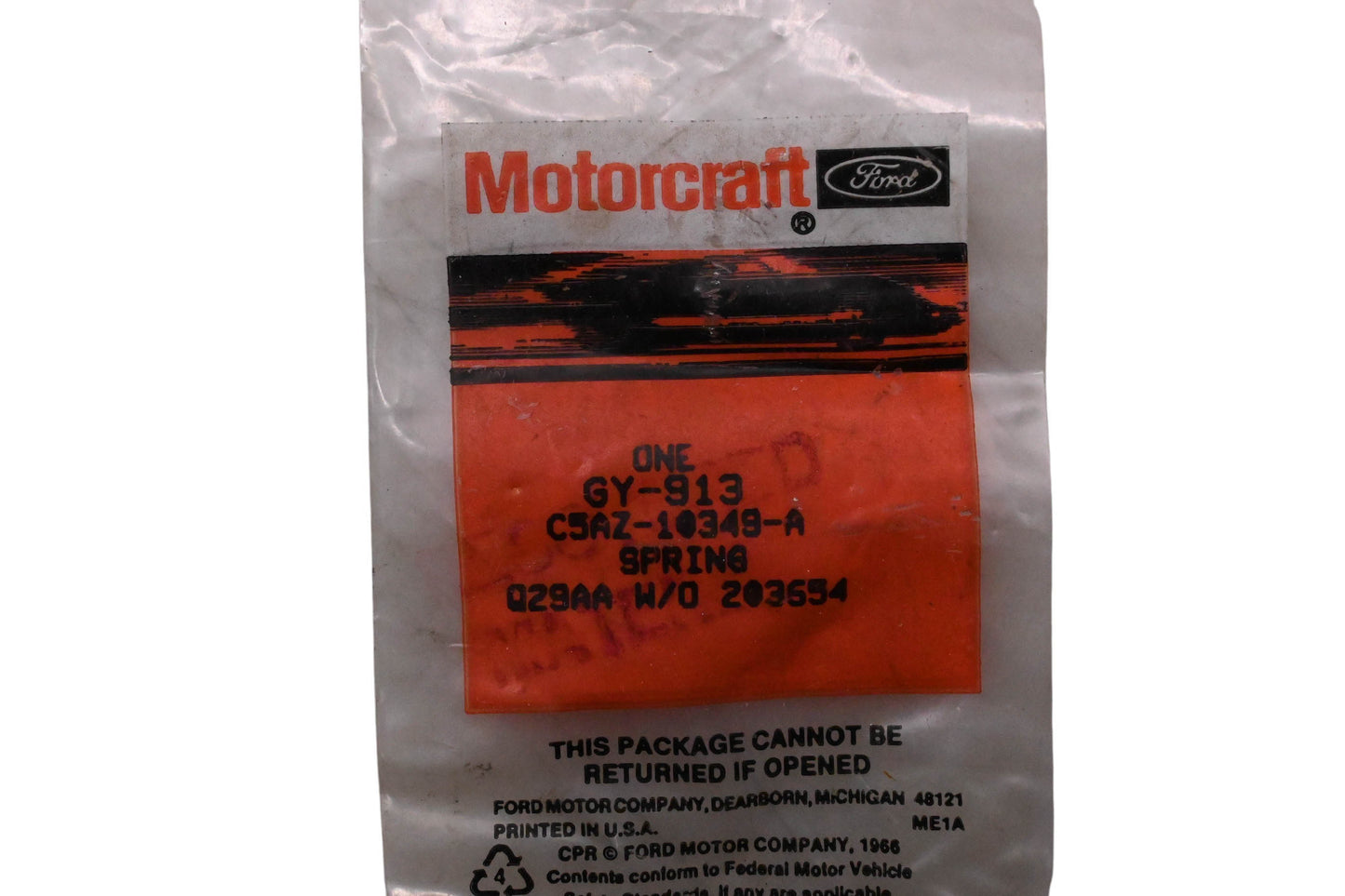 New OEM Motorcraft GY-913, C5AZ-10349-A Alternator Brush Spring NOS