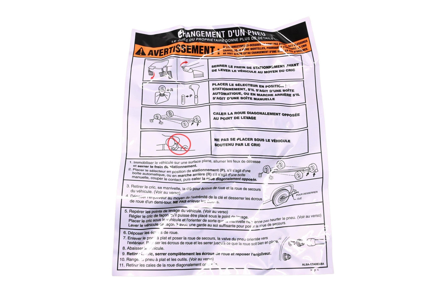New OEM Ford AL8Z-17A083-B Jack & Spare Tire Decal NOS
