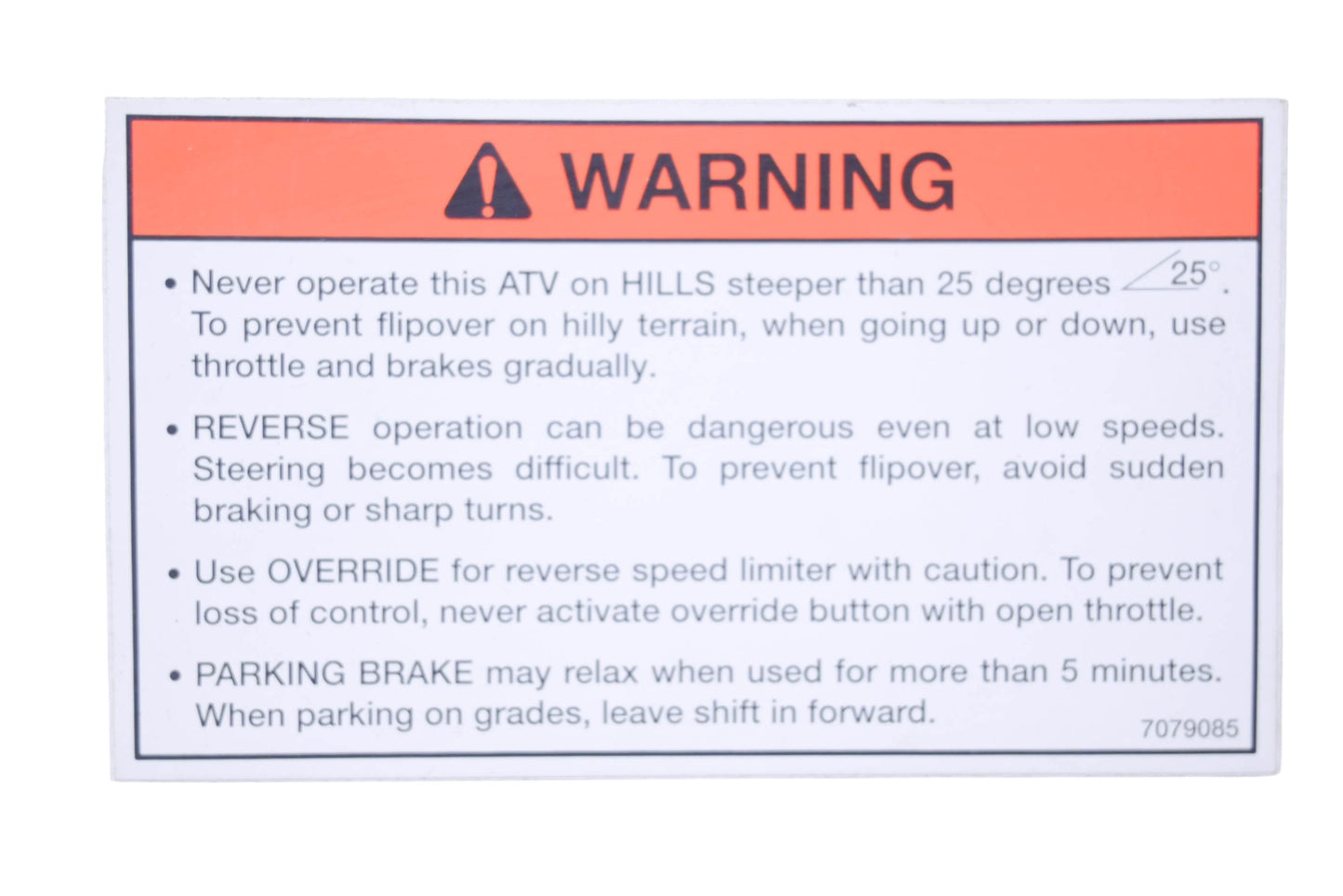New OEM Polaris 7079085 Warning Decal NOS