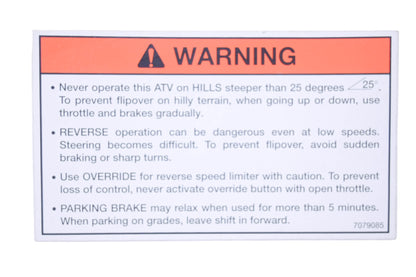 New OEM Polaris 7079085 Warning Decal NOS