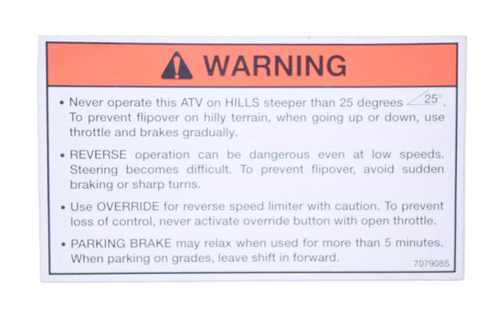 New OEM Polaris 7079085 Warning Decal NOS