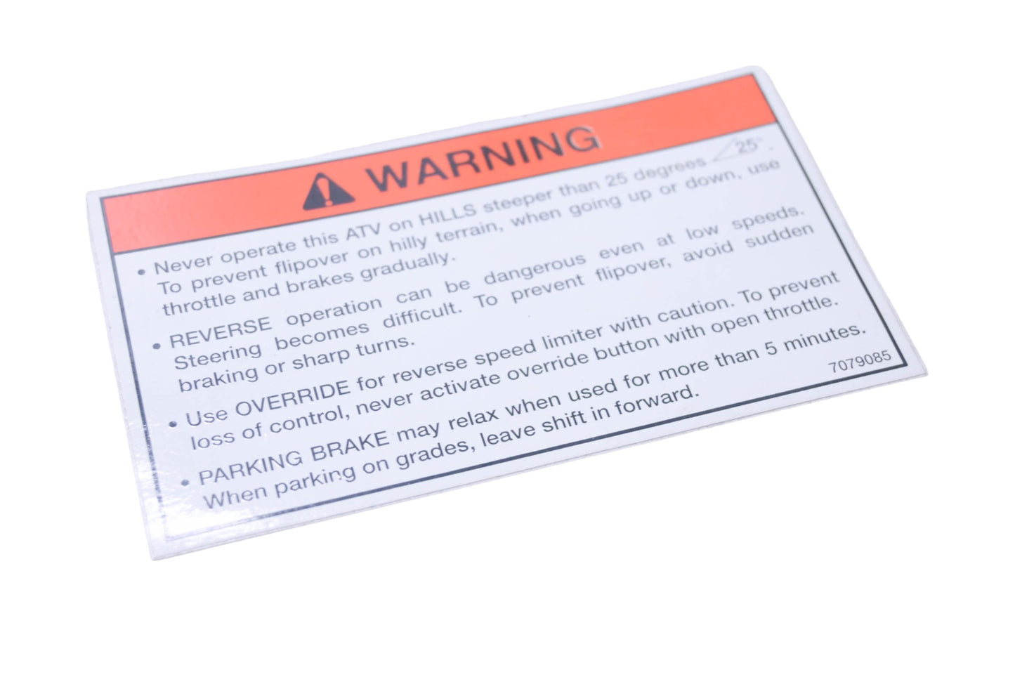 New OEM Polaris 7079085 Warning Decal NOS