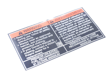 New OEM Polaris 7079205, 7079199 Fuel Warning Decal NOS