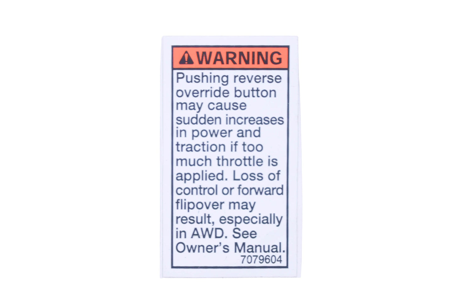 New OEM Polaris 7079604 Override Warning Decal NOS