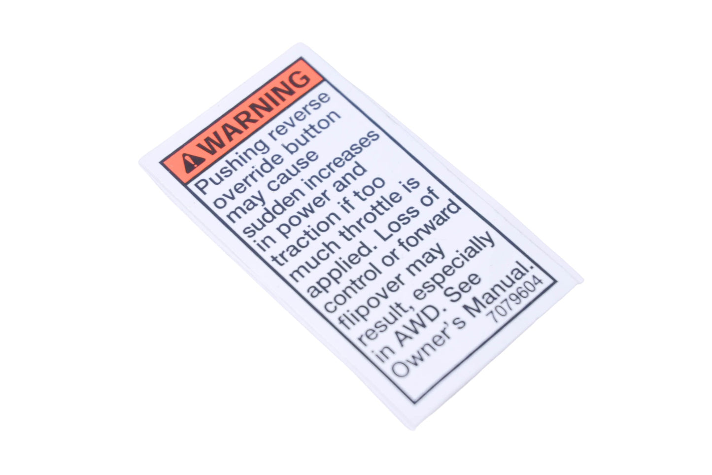 New OEM Polaris 7079604 Override Warning Decal NOS
