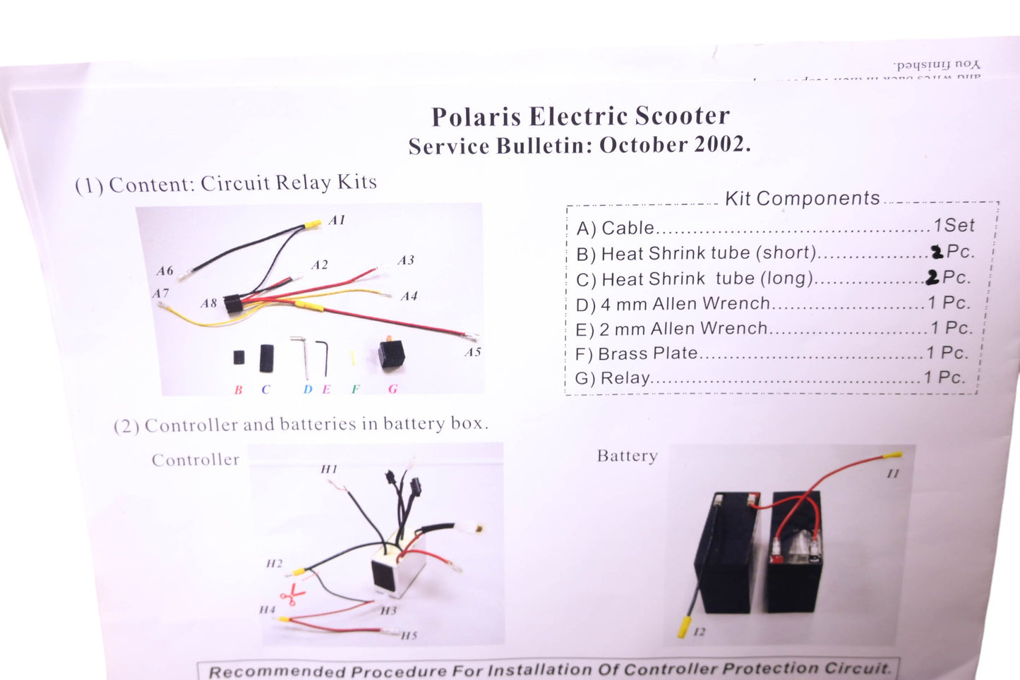 New OEM Polaris DE012-13 Electric Scooter Circuit Relay Kit NOS