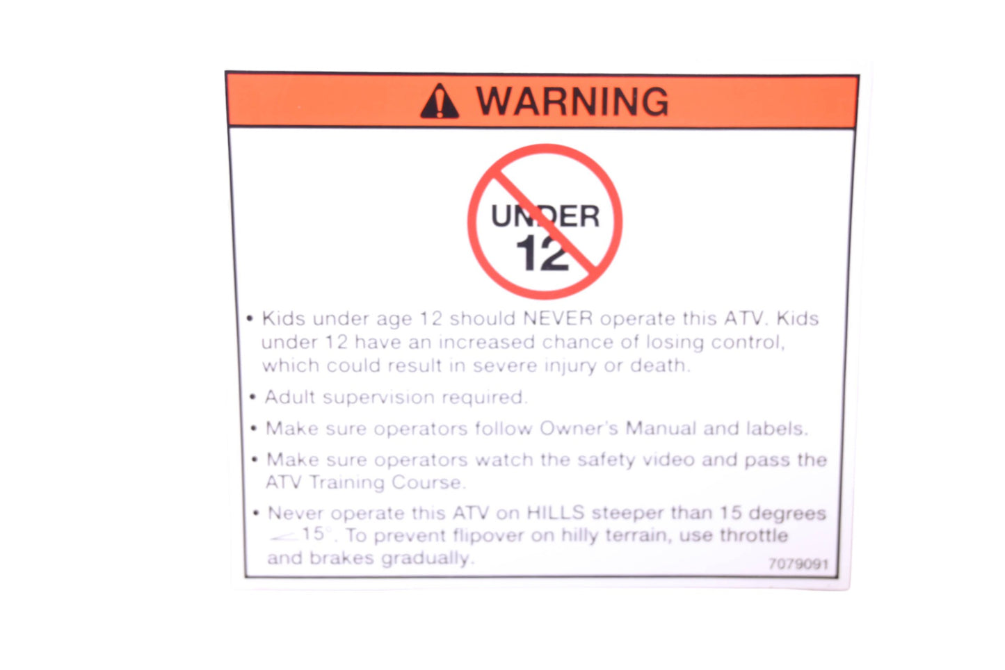 New OEM Polaris 7079091 Decal Age Warning NOS
