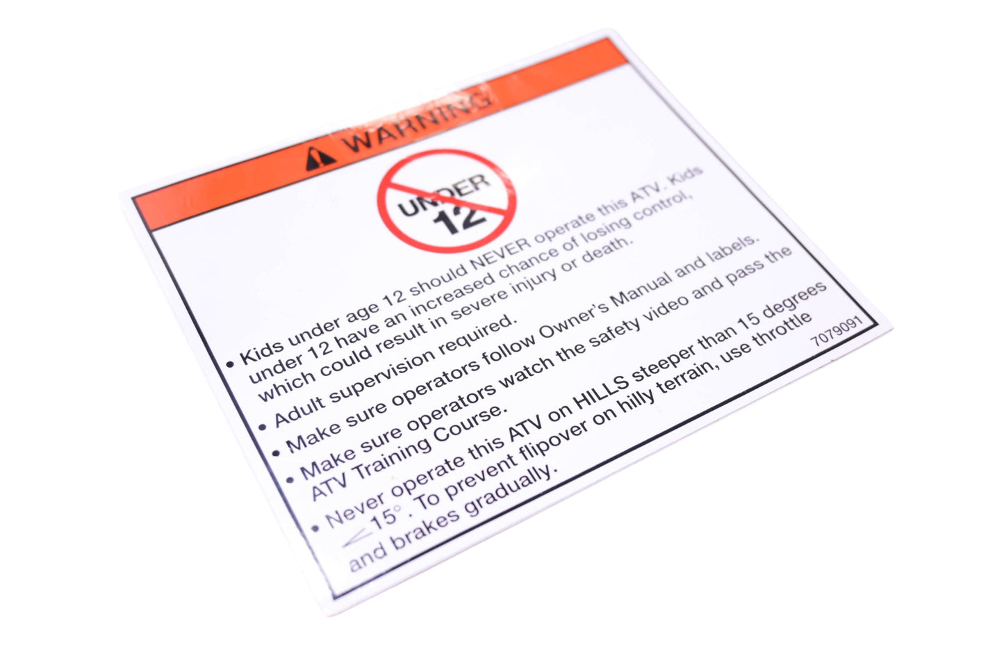 New OEM Polaris 7079091 Decal Age Warning NOS