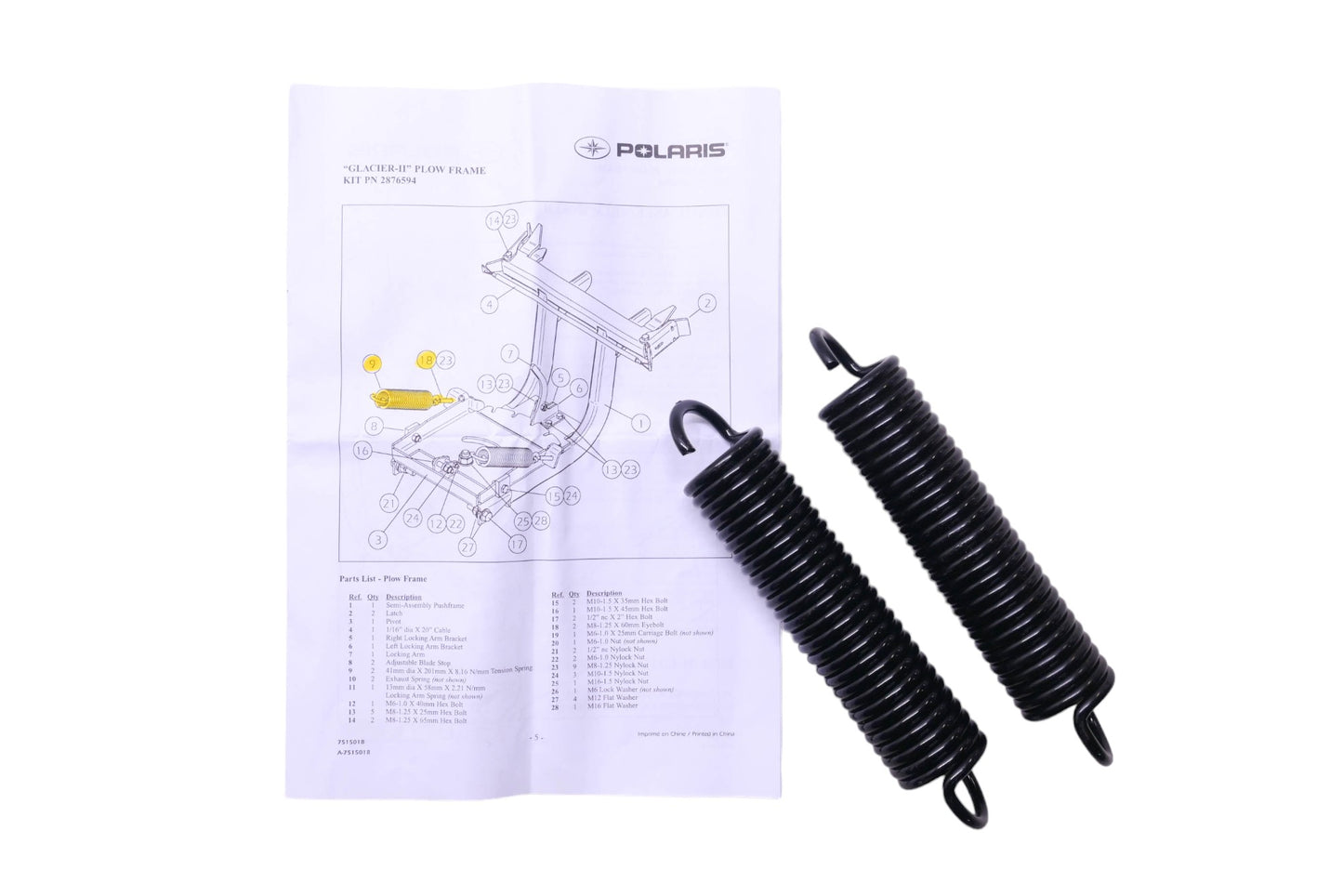 New OEM Polaris 2876594 Tension Springs Qty 2 NOS