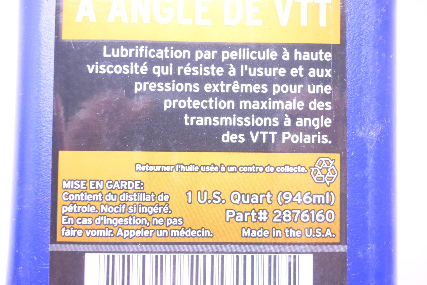 New OEM Polaris 2876160 Angle Drive Fluid 1QT NOS