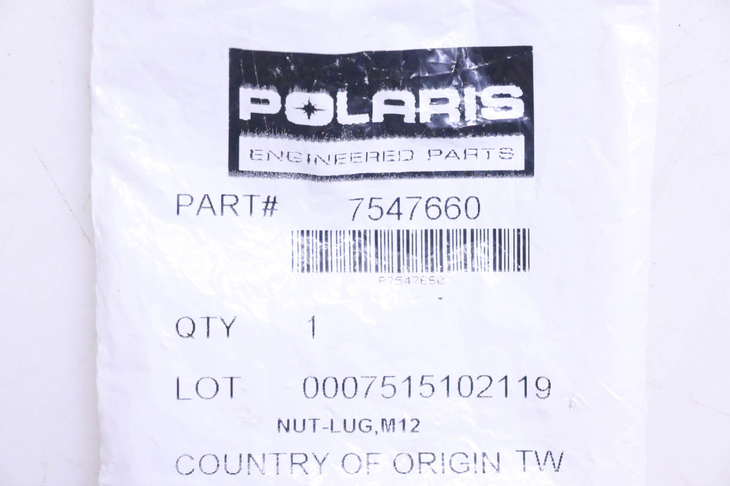 New OEM Polaris 7547660 M12 x 1.5 Lug Nut NOS