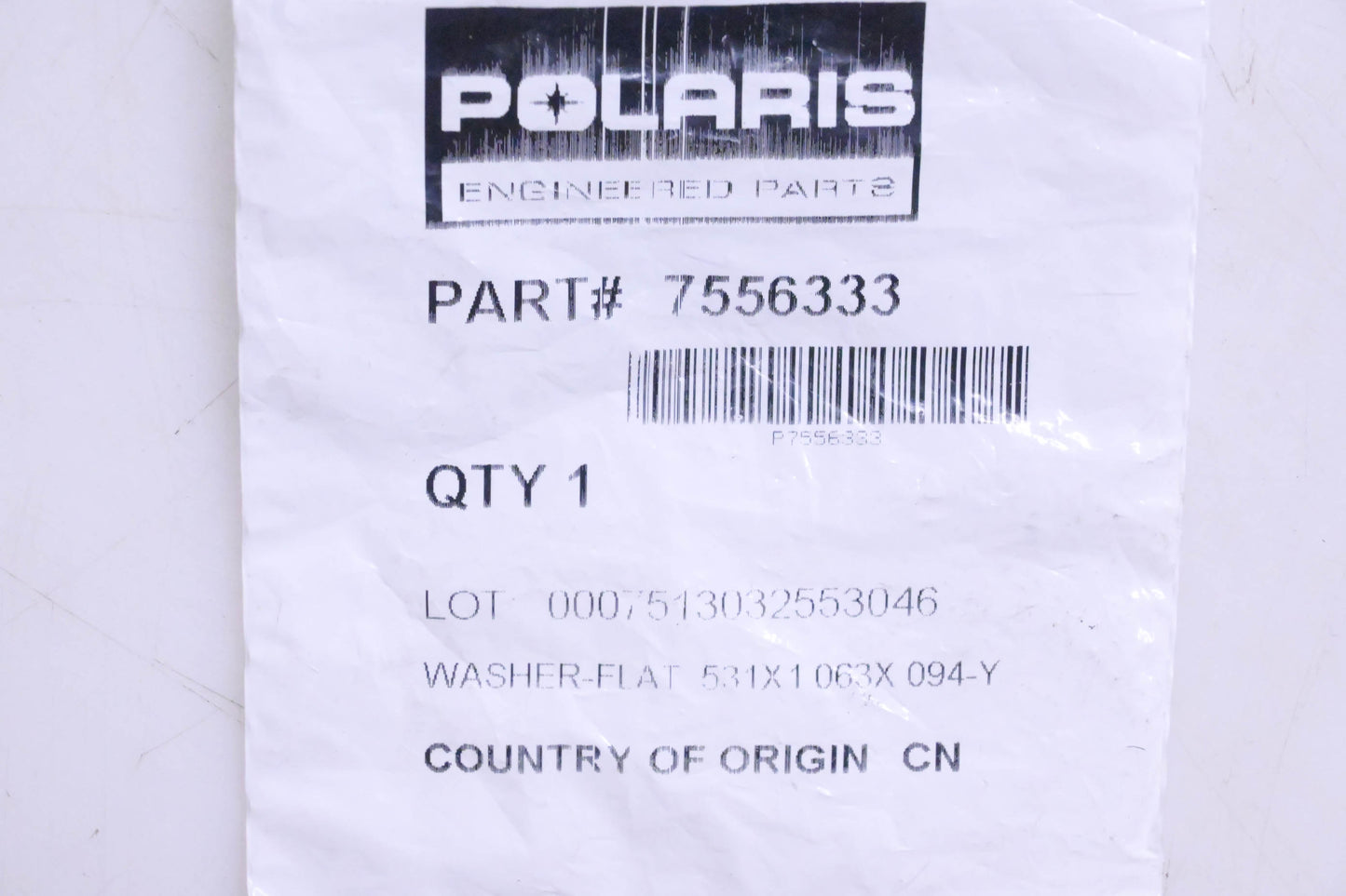 New OEM Polaris 7556333 Washer NOS